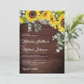 Rustieke Houten Zonnebloemen Eucalyptus QR Code Tr Kaart (Staand voorkant)