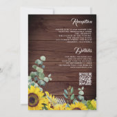 Rustieke Houten Zonnebloemen Eucalyptus QR Code Tr Kaart (Achterkant)