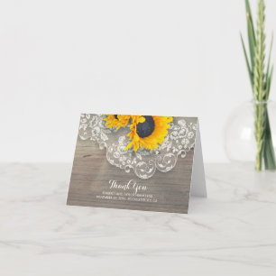 Rustieke Houten Zonnebloemen Kant Werk Dank Je Bedankkaart