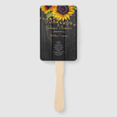 Rustieke houten zonnebloemen lichten bruiloft cere handwaaier (Voorkant)