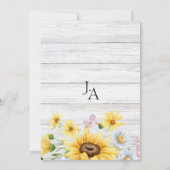 Rustieke Houten Zonnebloemen Monogram Bloemen Brui Kaart (Achterkant)
