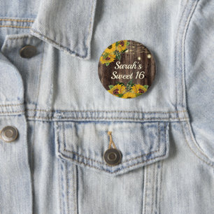 Rustieke Houten Zonnebloemen Slingerlichten Sweet Ronde Button 5,7 Cm