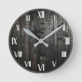 Rustieke  houten zwarte boerderij ronde klok (Voorkant)