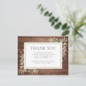 Rustieke houtgroen begrafenis viering van het leve bedankkaart (Staand voorkant)