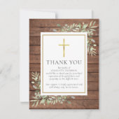 Rustieke Houtgroen Christelijke Foto Uitvaart Bedankkaart (Voorkant)