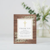 Rustieke Houtgroen Christelijke Foto Uitvaart Bedankkaart (Staand voorkant)