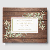 Rustieke houtgroen in liefdevolle herinnering rouw gastenboek (Voorkant)