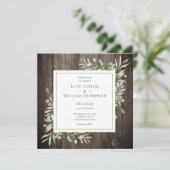 Rustieke Houtgroen Waterverf Bladeren Bruiloft Kaart (Staand voorkant)