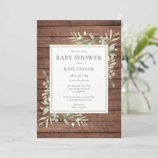 Rustieke houtgroene baby shower / Sprinkle Kaart