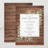 Rustieke houtgroene baby shower / Sprinkle Kaart (Voorkant / Achterkant)