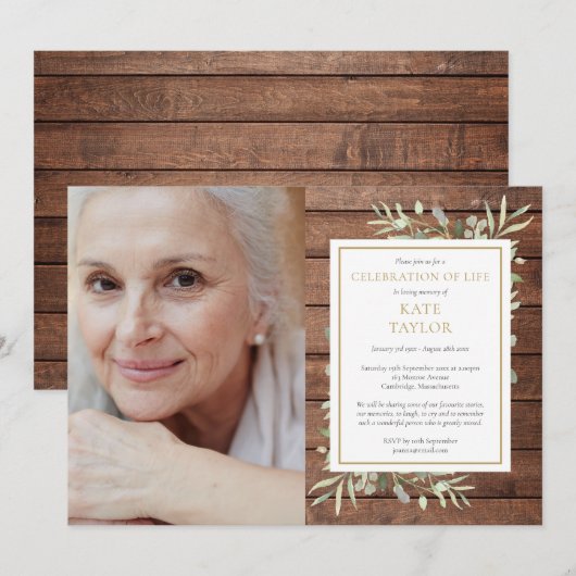 Rustieke houtgroenfeest van het leven foto kaart (Voorkant / Achterkant)