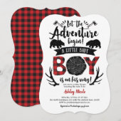 Rustieke houthakker Buffalo Plaid Baby Boy Shower Kaart (Voorkant / Achterkant)