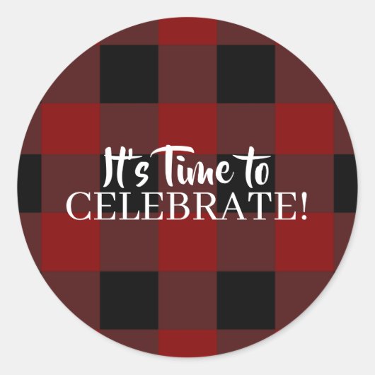 Rustieke houthakker Buffalo Plaid Custom Celebrate Ronde Sticker (Voorkant)