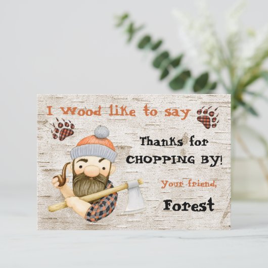 Rustieke houthakker Dank u notitiekaarten Kaart (Staand voorkant)