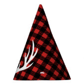 Rustieke houthakker Plaid & Witte Herten Antlers Feesthoedjes (Rechts)