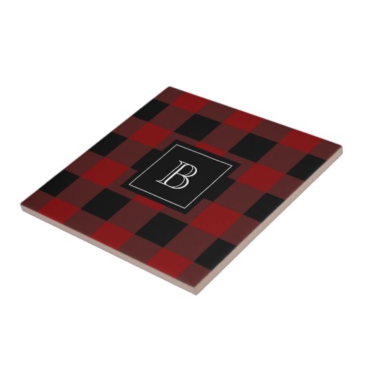 Rustieke Houthakkers Buffalo Plaid Monogram Initia Tegeltje (Zijkant)