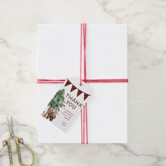 Rustieke houtland bedank je verjaardagsfavoriet ca cadeaulabel (Met Touw)