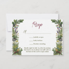 Rustieke Houtland Groene Huwelijkswebsite QR-code RSVP Kaartje