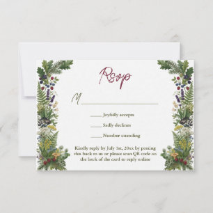 Rustieke Houtland Groene Huwelijkswebsite QR-code RSVP Kaartje