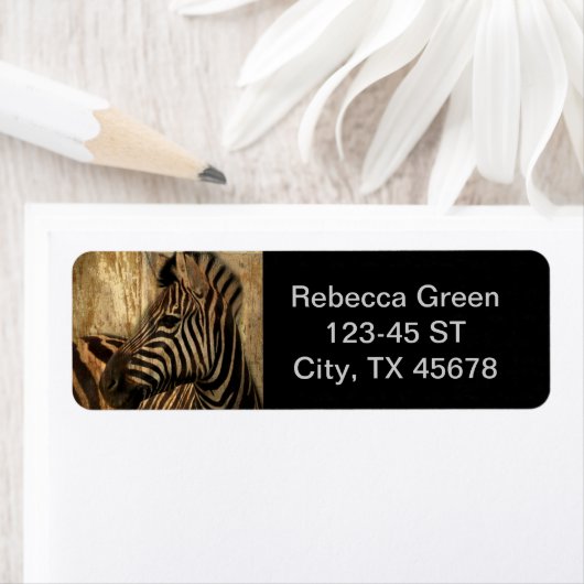 rustieke houtnerf Afrika safari dier zebra Etiket (Insitu)