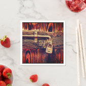 Rustieke houtnerf antiek messing lock bruin servet (Insitu)