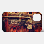 Rustieke houtnerf antiek messing lock bruin zwart Case-Mate iPhone case (Achterkant (horizontaal))