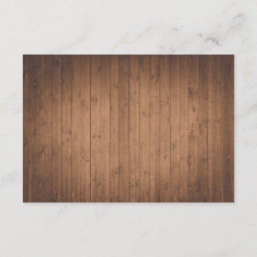 Rustieke houtnerf bos bruiloft kleine behuizing informatiekaartje (Achterkant)