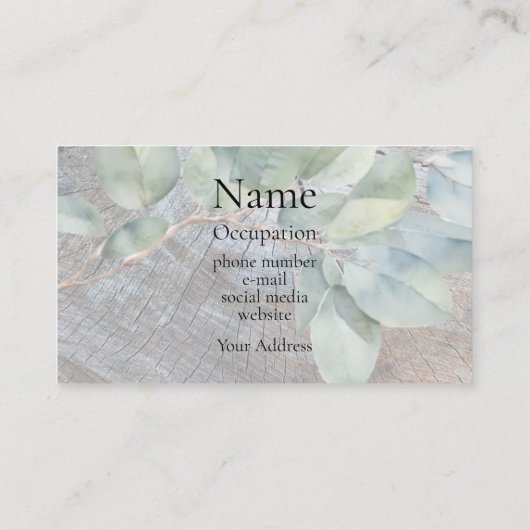 Rustieke houtnerf distressed botanical visitekaartje (Achterkant)