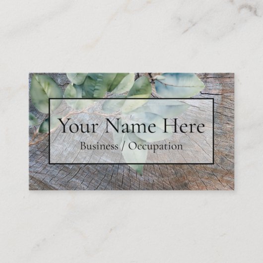 Rustieke houtnerf distressed botanical visitekaartje (Voorkant)