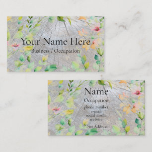 Rustieke houtnerf distressed botanische wilde bloe visitekaartje