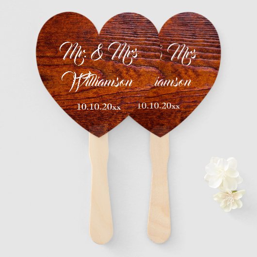 rustieke houtnerf foto bruiloft Mr. & Mrs Handwaaier (Voorkant en achterkant)