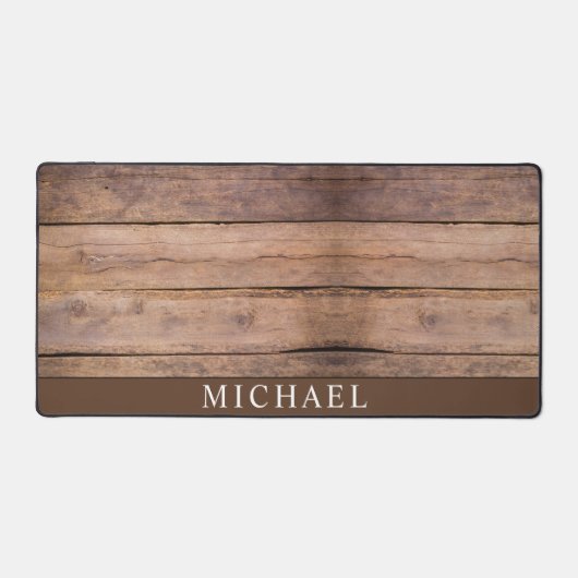 Rustieke houtnerf gepersonaliseerd bureaumat (Voorkant)