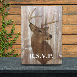 rustieke houtnerf hertenjacht is over bruiloft RSV RSVP Kaartje