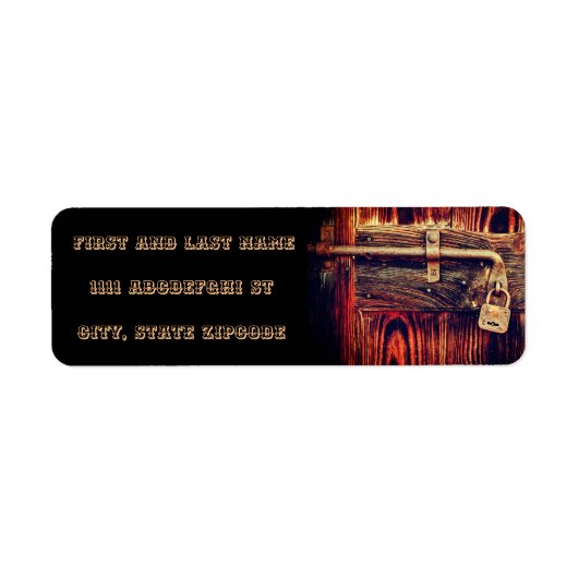 Rustieke houtnerf met antieke koperen slot etiket (Voorkant)