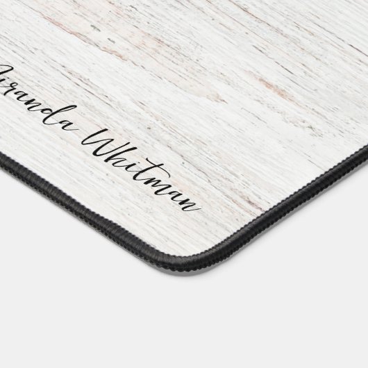 Rustieke houtnerf met naam bureaumat (Hoek)
