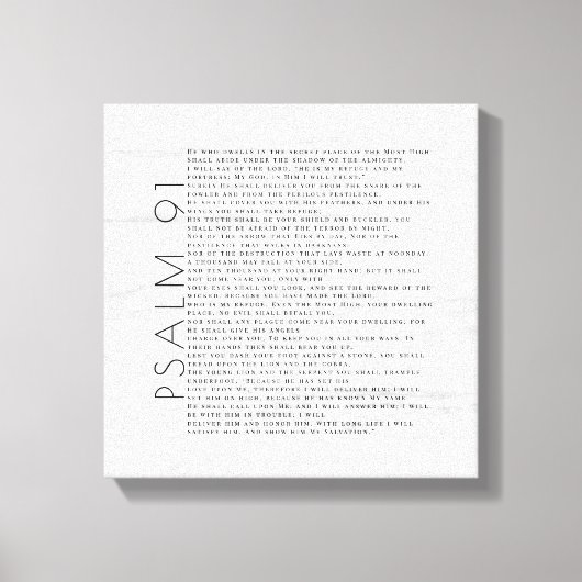 Rustieke Houtnerf Psalm 91 Kunstbord Canvas Afdruk (Voorkant)