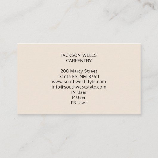 rustieke houtnerftimmerman visitekaartje (Achterkant)