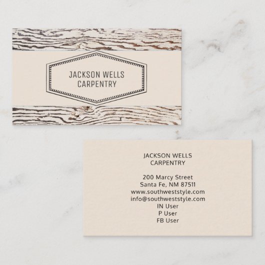 rustieke houtnerftimmerman visitekaartje (Voorkant / Achterkant)