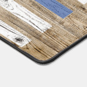 Rustieke houtprint Dunne blauwe lijn VS vlag Monog Bureaumat (Hoek)