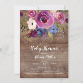 Rustieke houtpruim bloemenuitnodiging Baby shower Kaart (Voorkant)