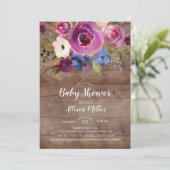 Rustieke houtpruim bloemenuitnodiging Baby shower Kaart (Staand voorkant)