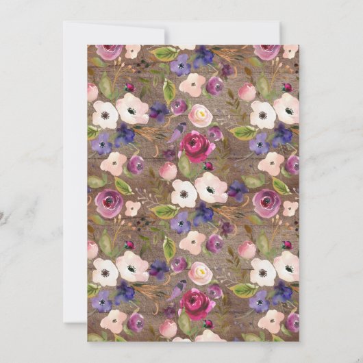 Rustieke houtpruim bloemenuitnodiging Baby shower Kaart (Achterkant)