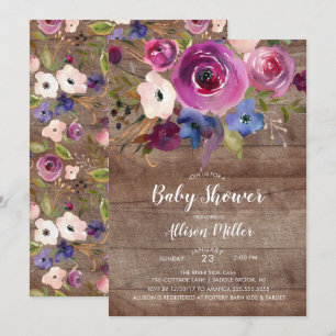 Rustieke houtpruim bloemenuitnodiging Baby shower Kaart