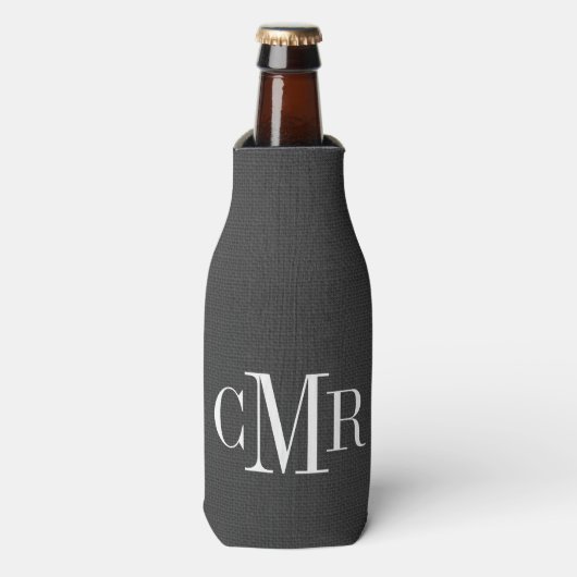 Rustieke houtskool Classic Monogram Flesjeskoeler (Fles Voorkant)