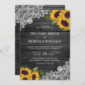 Rustieke Houtskool Grijs Houten Kant Zonnebloem Br Kaart (Voorkant / Achterkant)