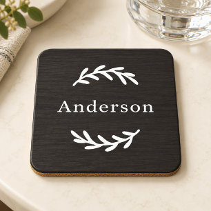 Rustieke Houtskool Hout Laurier Monogram Naam Bier Onderzetter