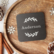 Rustieke Houtskool Hout Laurier Monogram Naam