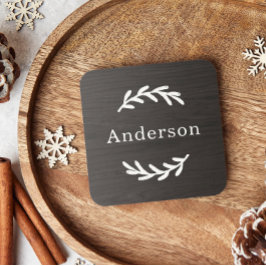 Rustieke Houtskool Hout Laurier Monogram Naam Bier Onderzetter