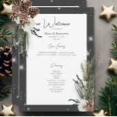 Rustieke Houtskool Zwarte Pijn Winter Sparkle Brui Programmakaart