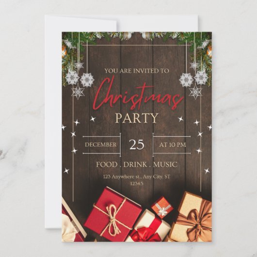  rustieke houtsneeuw Kerstmis Kaart (Voorkant)